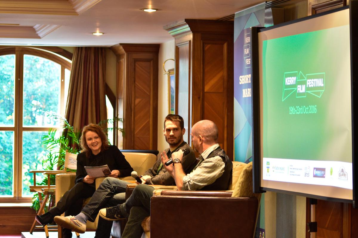 Maeve McGrath at Kerry Film Festival with Sundance winner, Jim Cummings and Oscar nominated Michael Creagh