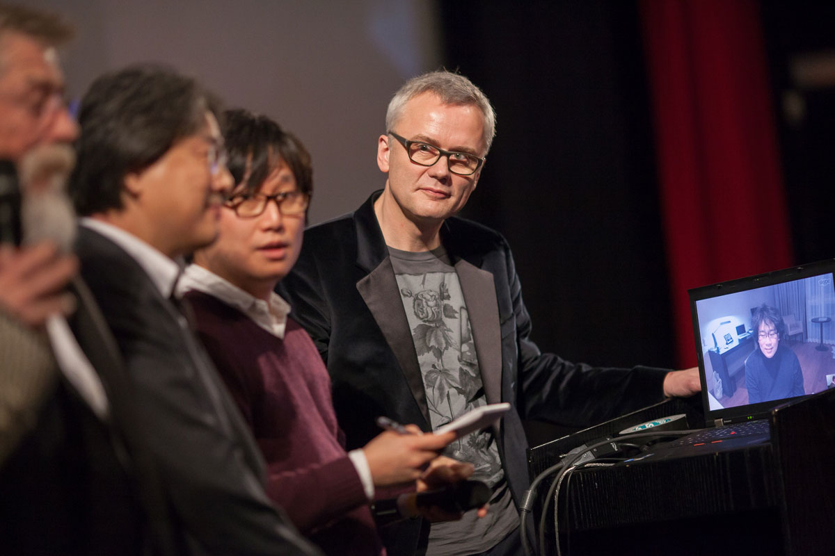 Christoph Terhechte (far right) with John Hurt, Park Chan-Wook at Berlin Film Festival