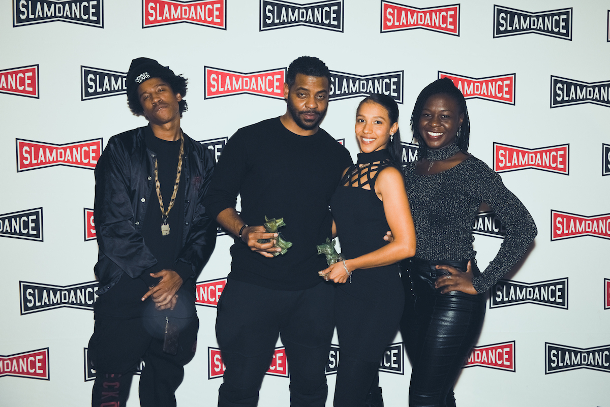 My Name Is Myeisha Winner of the Audience Beyond Feature Award. Actress Rhaechyl Walker was also honored with an Acting Award. l-r. Alex Hines, John Merchant, Rhaechyl Walker, Dee Dee Stephens of My Name Is Myeisha. Photo credit: Lauren Desberg/SLAMDANCE