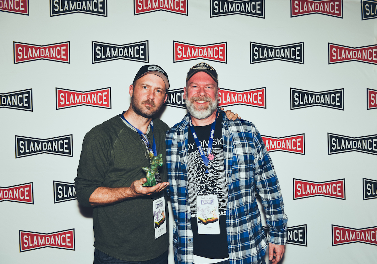 Mr. Fish: Cartooning From The Deep End Winner of the Best Documentary Feature Award l-r.Pablo Bryant (Dir.), Ted Collins (Producer) of Mr. Fish: Cartooning From The Deep End. Photo Credit: Lauren Desberg/SLAMDANCE