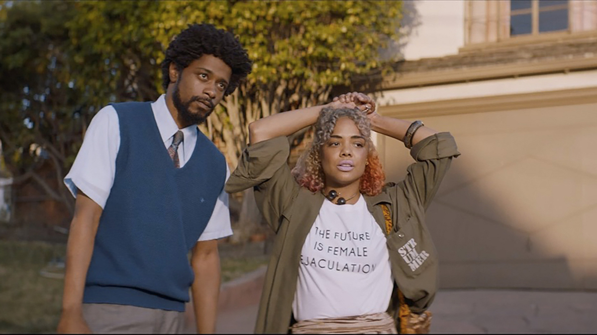 Lakeith Stanfield and Tessa Thompson appear in Sorry to Bother You by Boots Riley