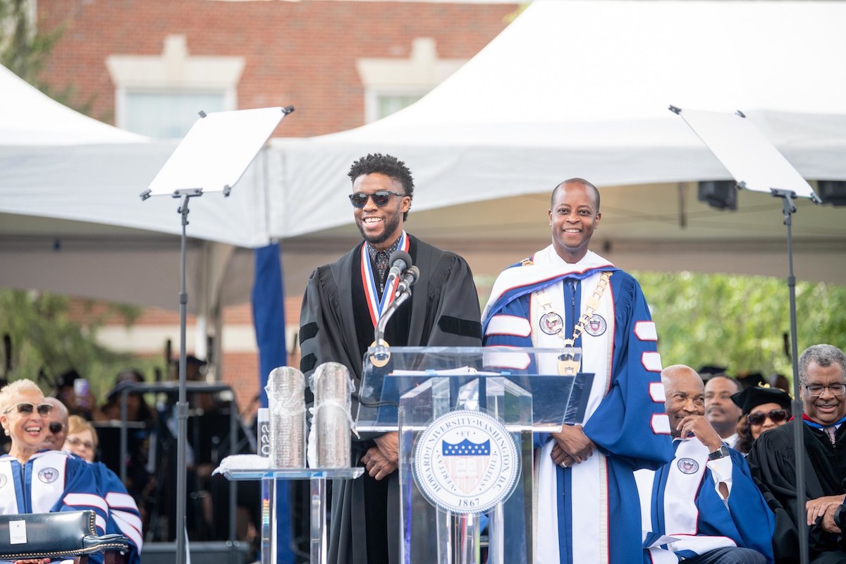 Chadwick Boseman delivers the 2018 commencement address at Howard University.