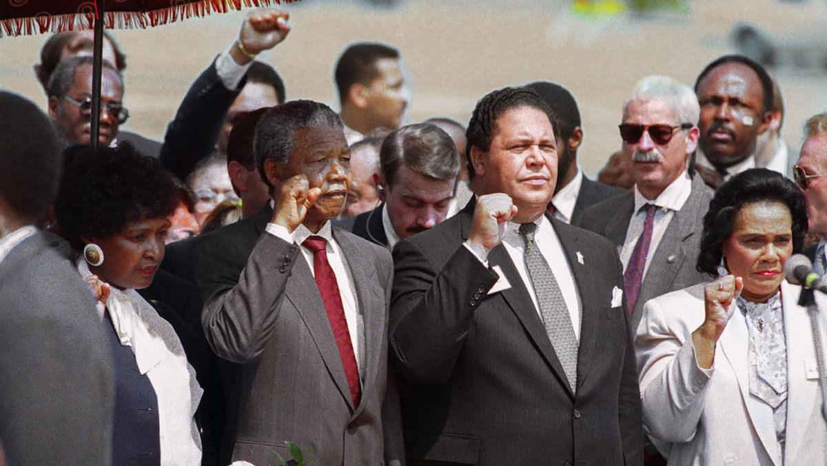 Atlanta. Mayor Maynard Jackson , Coretta Scott King and Nelson Mandela