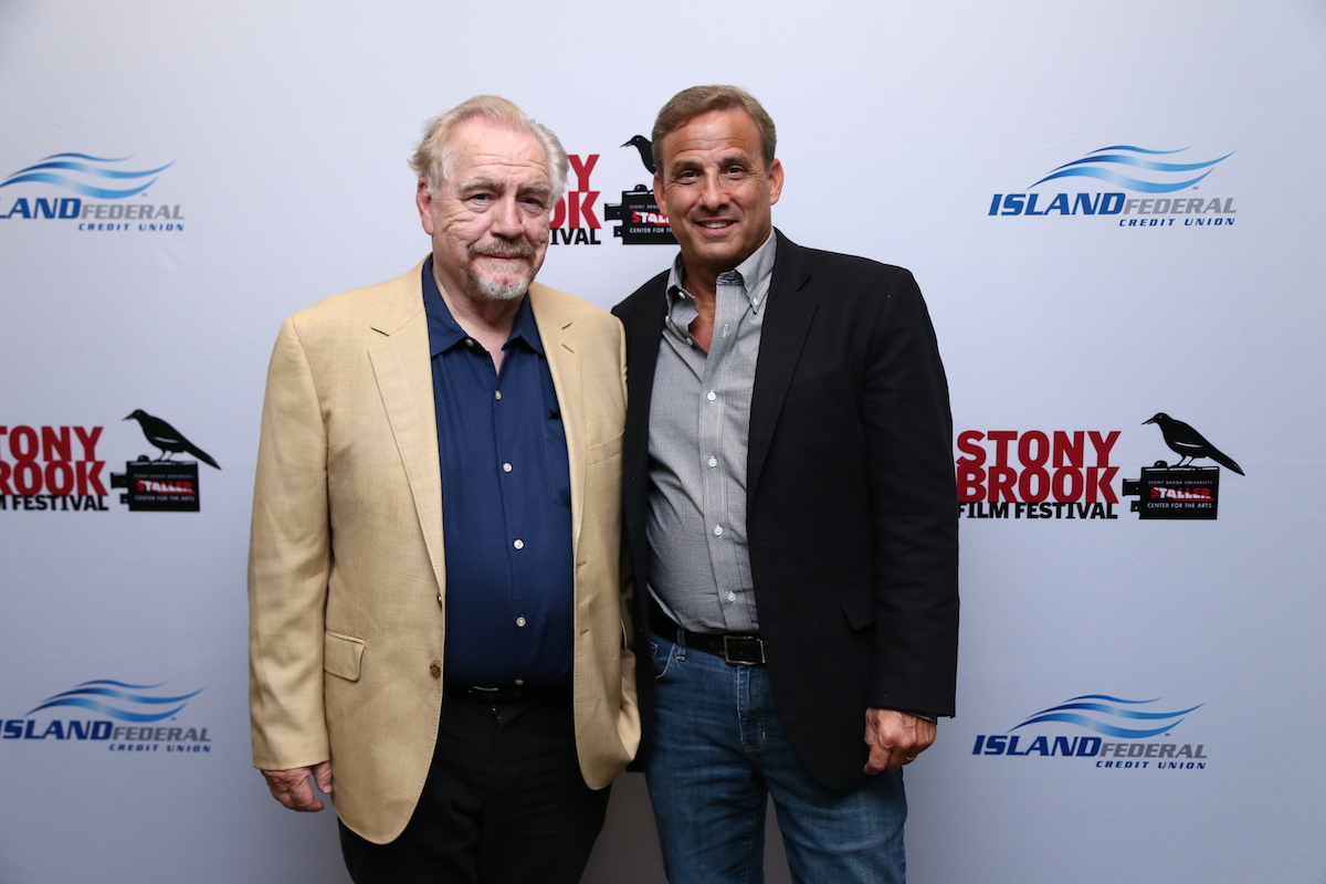 (left to right) Emmy Award winning actor Brian Cox and Alan Inkles, founder and director of the Stony Brook Film Festival, at the U.S. Premiere of The Etruscan Smile, July 21, 2018. The Etruscan Smile won the Grand Prize at the 23rd Annual Stony Brook Film Festival Presented by Island Federal Credit Union. Credit: Nick A. Koridis