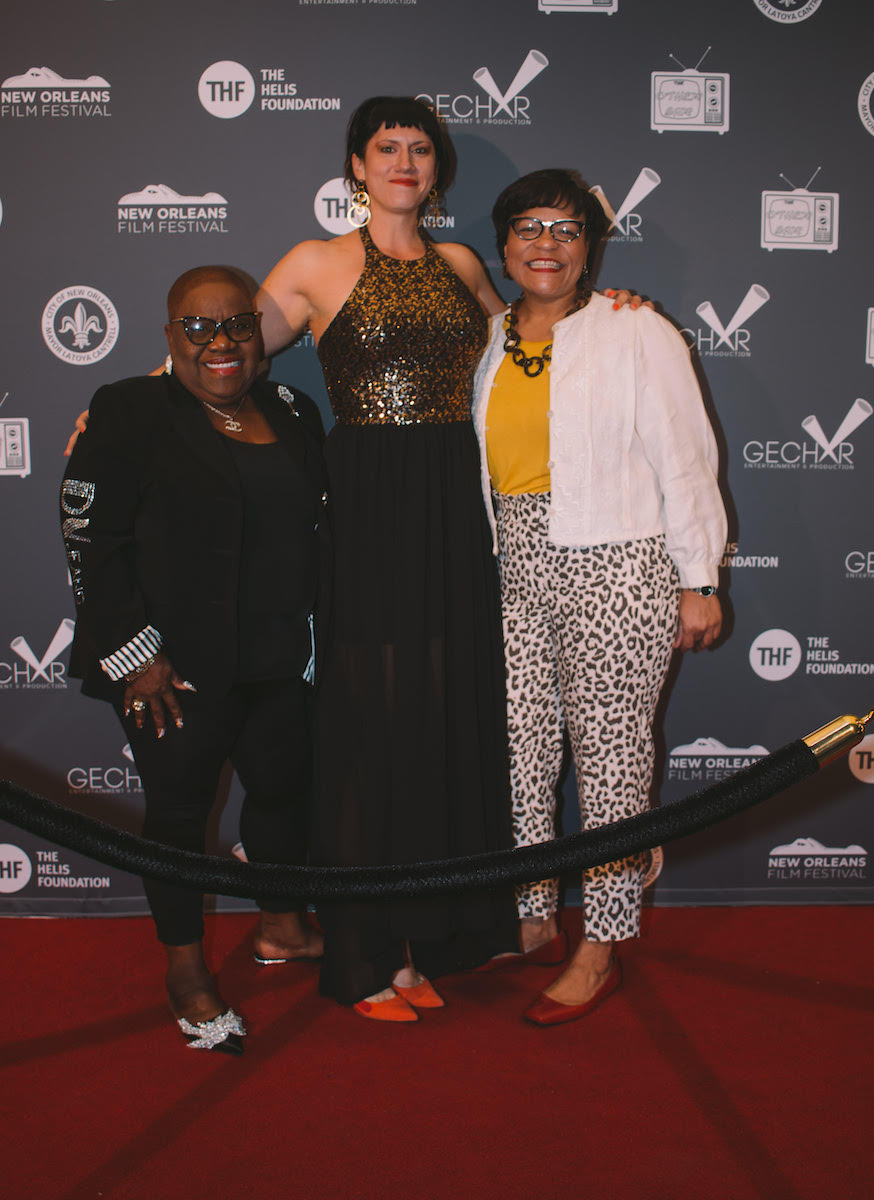 Barbara Lacen-Keller, Lily Keber and Mayor Latoya Cantrell at World Premiere of Buckumping at the New Orleans Film Festival. Photo credit: Sydney Walker