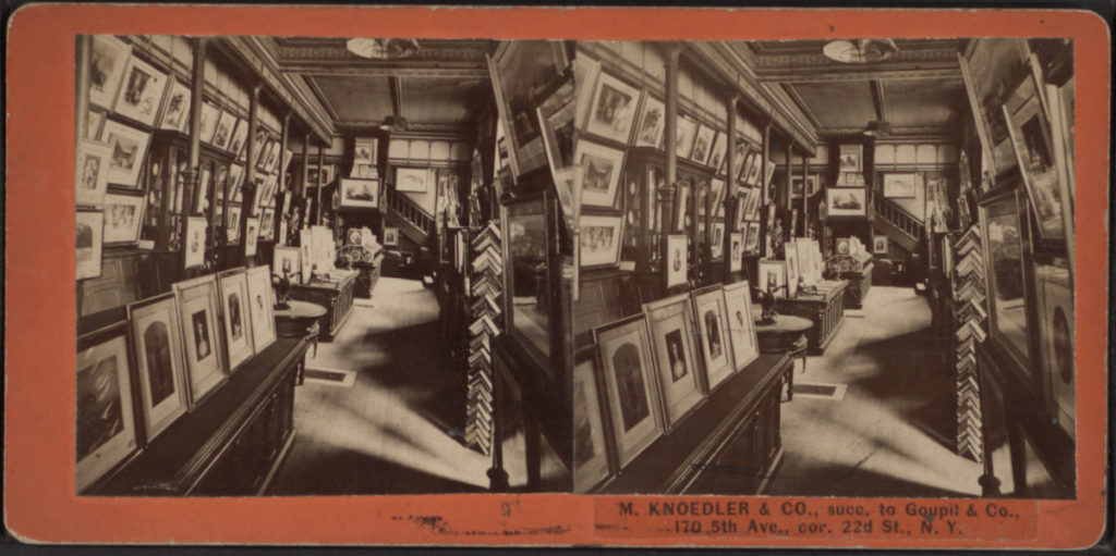 Stereoscopic photograph of the Knoedler gallery interior, c.1860–80