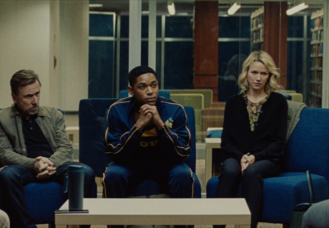 Tim Roth, Kelvin Harrison Jr., and Naomi Watts in Luce (Photo by Larkin Seiple)