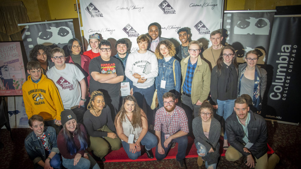 Filmmakers and CineYouth Program Manager Ryan Saunders following the 2019 CineYouth Awards Ceremony. Photo Credit_ Dan Hannula