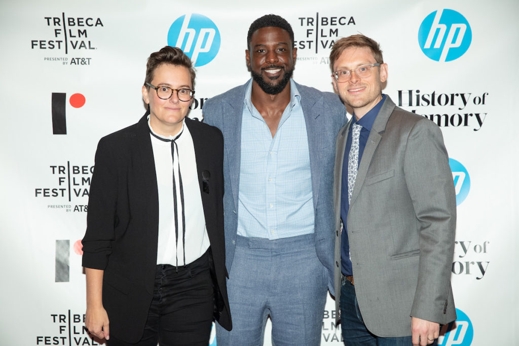 Director Sarah Klein, actor Lance Gross, and director Tom Mason at the world premiere of HP’s History of Memory, winner of the Tribeca X Award, during the 2019 Tribeca Film Festival