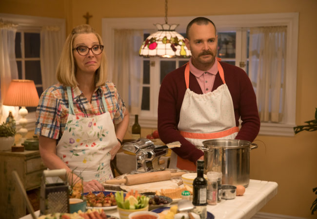 Lisa Kudrow stars as Charmaine and Will Forte as Doug in Olivia Wilde’s directorial debut, BOOKSMART, an Annapurna Pictures release. Credit: Francois Duhamel / Annapurna Pictures