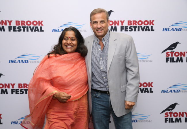 2019 Stony Brook Film Festival Grand Prize Winner Priya Ramasubban, Director, Chuskit with Stony Brook Film Festival and Staller Center for the Arts Director, Alan Inkles. (photo: Nick Koridis)