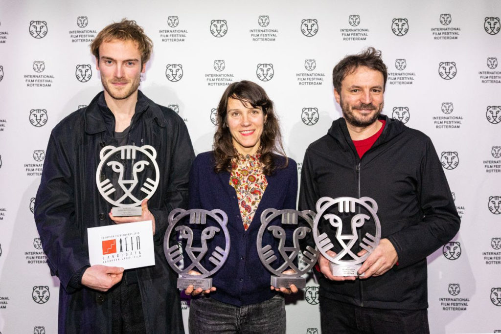 From left to right: Dorian Jespers, Maïder Fortuné, Ismaïl Bahri. Winners of International Film Festival Rotterdam - Ammodo Tiger Short Competition 2020.