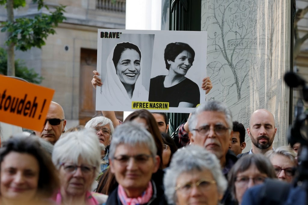 The people come together and take to the streets to demonstrate to #FreeNasrin in a scene from the documentary NASRIN - directed by Jeff Kaufman