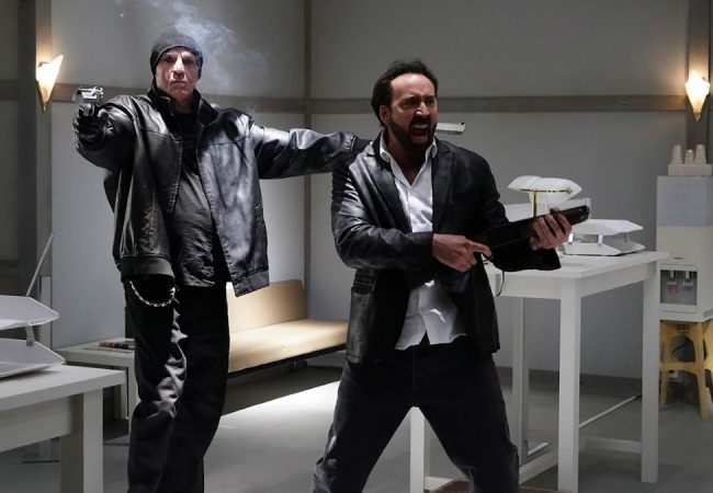 Nick Cassavetes and Nic Cage appears in Prisoners of the Ghostland by Sion Sono, an official selection of the Premieres section at the 2021 Sundance Film Festival. Courtesy of Sundance Institute.