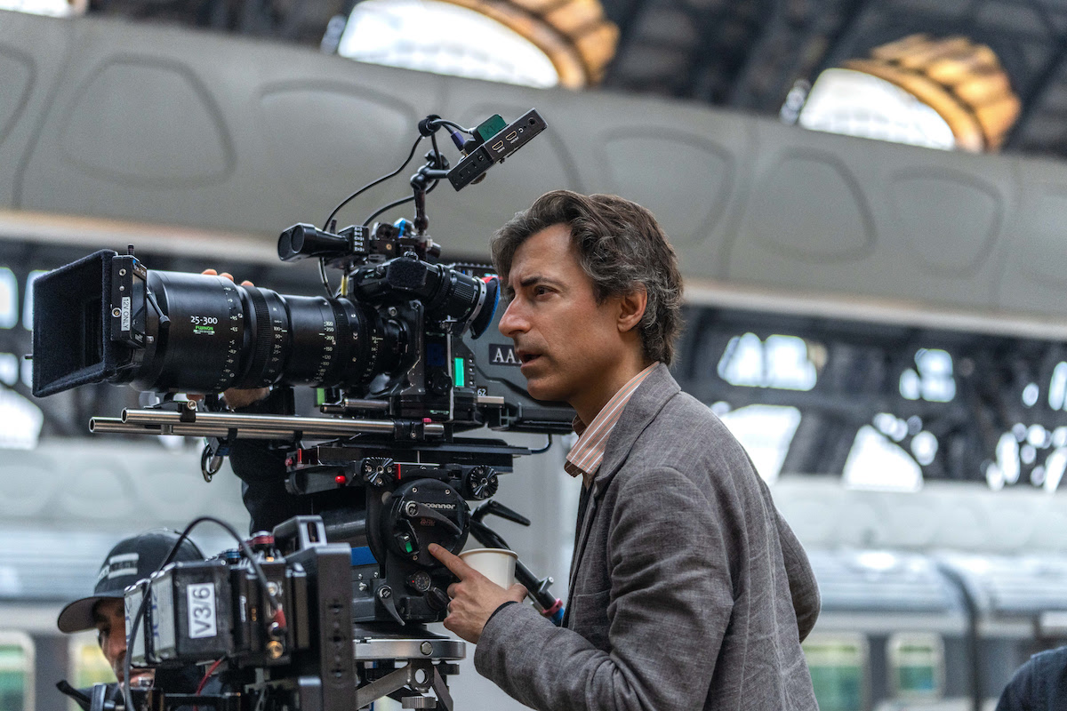 Noah Baumbach on the set of Jay Kelly